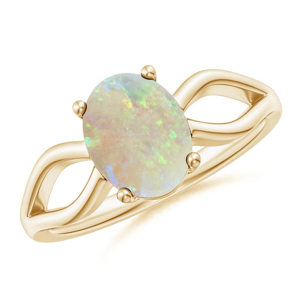 Prong-Set Solitaire Opal Split Shank Ring